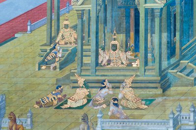 泰国曼谷大皇宫帕卡欧寺描绘《罗摩衍那》场景的壁画 作者 泰国学校