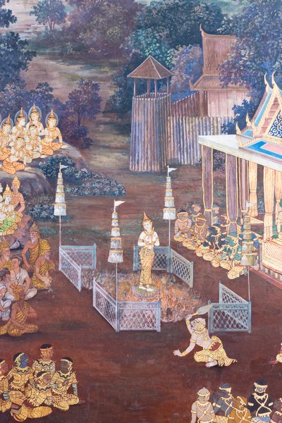 泰国曼谷大皇宫帕卡欧寺描绘《罗摩衍那》场景的壁画 作者 泰国学校
