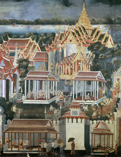 1864年玉佛寺僧侣的献祭（壁画） 作者 泰国学校