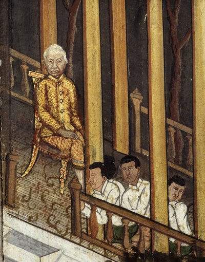 1868年观看日食的拉玛六世的肖像（壁画） 作者 泰国学校