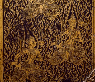 佛经衣柜，木雕和漆器，来自泰国曼谷，细节，泰国文明，19世纪初 作者 泰国学校
