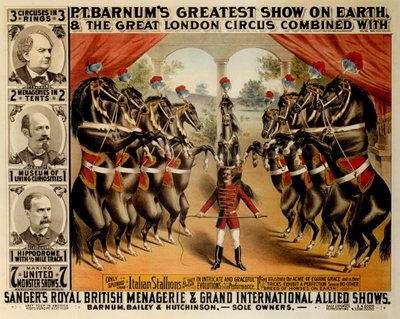 巴纳姆的地球上最伟大的表演，1882年 作者 Strobridge 平版印刷公司