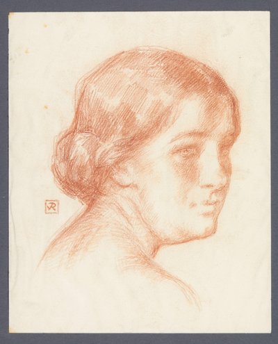 一个不知名的女人的肖像 作者 Theo Van Rysselberghe（艺术家签名）