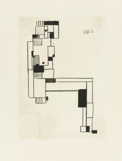 坐着的女性裸体，手放在头上
坐姿女性裸体 作者 Theo van Doesburg（艺术家签名）