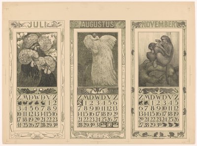 1910 年 7 月、8 月和 11 月日历 作者 西奥·范·霍特玛