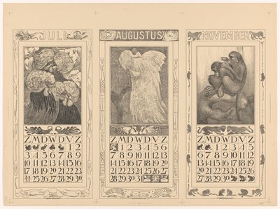1910 年 7 月、8 月和 11 月日历 作者 西奥·范·霍特玛
