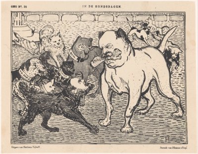 Johannes Tak van Poortvliet 关于选举法的漫画
在狗日里（标题见实物） 作者 西奥·范·霍特玛