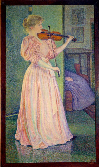 Irma Sethe的肖像，拉小提琴，等。贝尔 作者 范·雷塞尔伯格（Théovan Rysselberghe）