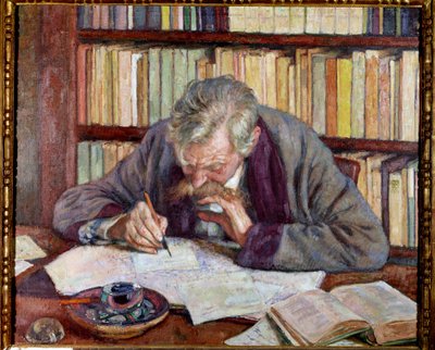 比利时诗人 Emile Verhaeren (1885-1916) 在他的办公室的肖像 由 Theodore Van Rysselberghe (1862-1926) 绘画 20 世纪巴黎。 市立现代美术馆 作者 范·雷塞尔伯格（Théovan Rysselberghe）