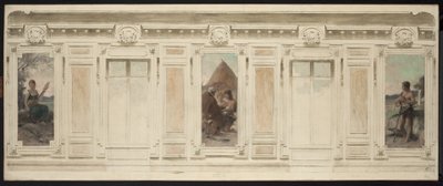 库尔贝沃市政厅婚姻大厅草图：Fileuse.婚礼。贝尔热，1884 年（布面油画） 作者 塞巴德·查特兰