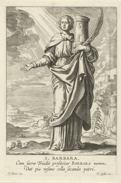圣巴巴拉
S.圣芭芭拉（物品上的标题）
女圣徒（系列名称）
Speculum Illustratum Virginum（系列名称） 作者 西奥多·加勒