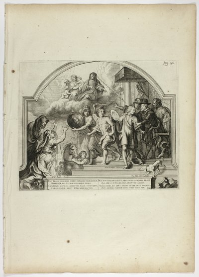 腓力四世任命费迪南德亲王为荷兰总督，图版 25，选自 Casperius Gevartius，Pompa Introitus Honori Serenissimi Principis Ferdinandi（最尊贵的红衣主教-因凡蒂尔-费迪南德的凯旋门）。 作者 西奥多·范图尔登