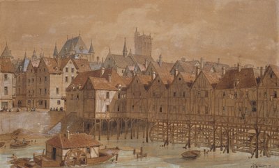 Grand Chatelet和Pont aux Meuniers（纸笔，墨水和纸张） 作者 西奥多·约瑟夫·休伯特·霍夫鲍尔