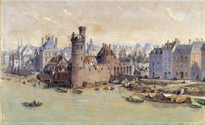 17 世纪巴黎内斯尔塔的景色。 西奥多·约瑟夫·休伯特·霍夫鲍尔 (1839-1922) 的水彩画，19 世纪。 巴黎，卡纳瓦莱博物馆 作者 西奥多·约瑟夫·休伯特·霍夫鲍尔