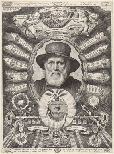Dirck Volckertsz 的肖像。寓意画框中的 Coornhert 作者 西奥多·马瑟姆