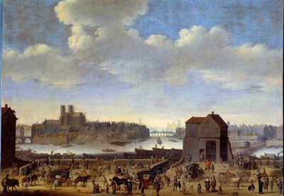 1646 年左右在巴黎的 Quai 和 Pont de la Tournelle、Ile de la Cite 和 Ile Saint Louis 的视图，由 Theodor Dirck Matham (1606-1676) 绘制，1646 Dim。 1,0 x 1,41 m 巴黎，Musee Carnavalet 作者 西奥多·马瑟姆