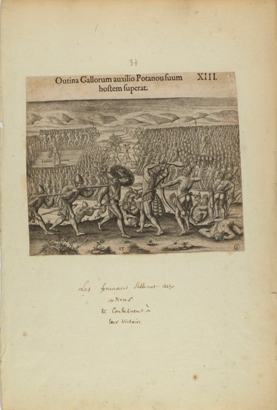 Outina Gallorum Auxilio Potanou Suum Hostem Superat.XIII.(摘自《美洲》一书，第二部分） 作者 西奥多·德·布赖