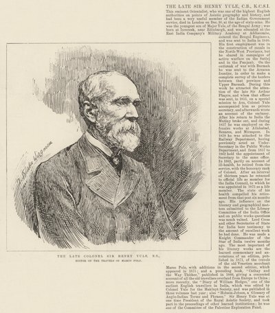已故上校Sir Henry Yule，RE，马可波罗游记的编辑 作者 西奥多·布莱克·威格曼