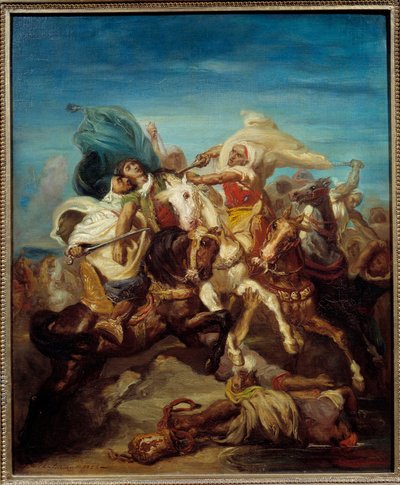 Theodore Chasseriau (1819-1856) 1856 年绘画的阿拉伯骑士之战 0,65x0,54 m 作者 蒂奥多·切塞留