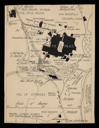 克诺索斯王宫周边建筑地图，约 1903 年 作者 西奥多·费夫