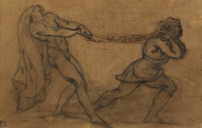 被另一位男性拉扯的男性裸体， 作者 西奥多·杰里科（Theodore Gericault）