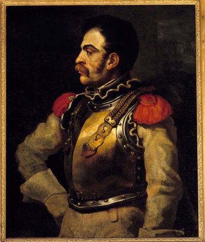 一名步枪男子看到身体中部。 Theodore Gericault (1791-1824) 的绘画 作者 Theodore Gericault