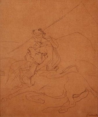 阿拉伯人抱着他垂死的马的头 作者 西奥多·杰里科（Theodore Gericault）