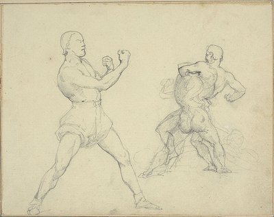 拳击手向右和两人摔跤 作者 西奥多·杰里科（Theodore Gericault）