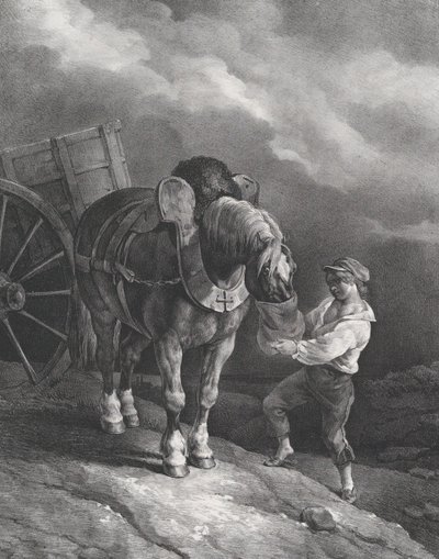 用鼻袋喂车马的男孩，1822年。 作者 西奥多·杰里科（Theodore Gericault）