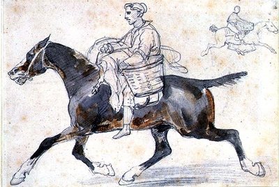 马背上的英国屠夫(铅笔和水彩) 作者 西奥多·杰里科（Theodore Gericault）