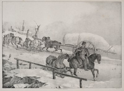 四个不同的主题：旅行车爬山。 作者 西奥多·杰里科（Theodore Gericault）