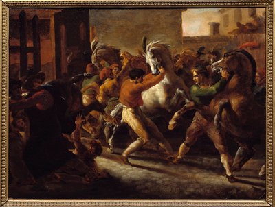 罗马免费赛马。 Theodore Gericault (1791-1824) 的绘画 作者 西奥多·杰里科（Theodore Gericault）