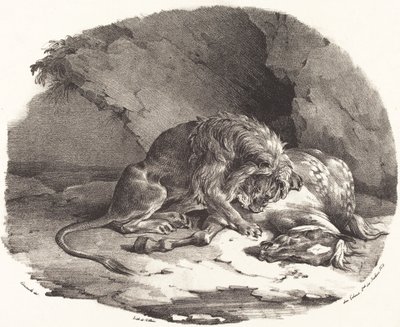 被狮子吞噬的马(Cheval devore par un lion) 作者 西奥多·杰里科（Theodore Gericault）