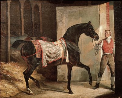 离开马厩的马（布面油画，19 世纪初） 作者 西奥多·杰里科（Theodore Gericault）