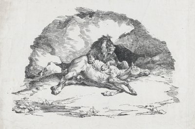 狮子吞噬马，1818年。 作者 西奥多·杰里科（Theodore Gericault）