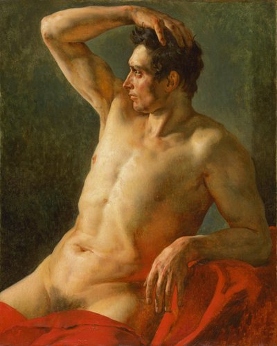 男性躯干在侧面，右臂抬起，1812年 作者 西奥多·杰里科（Theodore Gericault）