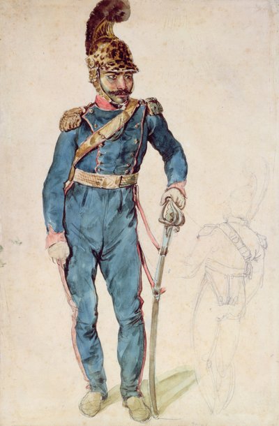Gericault的仆人Mustapha，穿着Bro上校的制服 作者 Theodore Gericault