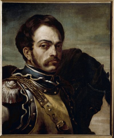 一名宪兵军官的画像。 布面油画 作者 Theodore Gericault