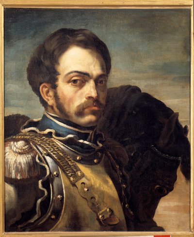 一名卡宾枪手的肖像。西奥多-杰里科（1791-1824）的画作 作者 Theodore Gericault