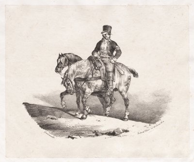 邮递员或两匹马，1823年。 作者 西奥多·杰里科（Theodore Gericault）