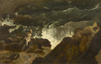 在海滩遇难，c.1822-3（纸上油画） 作者 西奥多·杰里科（Theodore Gericault）