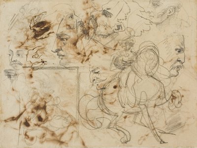 人物面部、马嘴和骑兵速写 作者 西奥多·杰里科（Theodore Gericault）