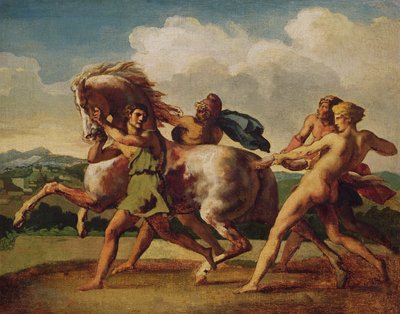 奴隶制止一匹马，研究“野蛮人的种族”，1817年 作者 西奥多·杰里科（Theodore Gericault）
