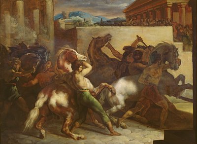 罗马的野马竞赛，1817年（纸上油画） 作者 西奥多·杰里科（Theodore Gericault）