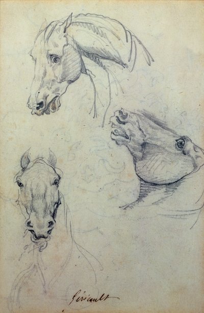 三个马头（铅笔） 作者 西奥多·杰里科（Theodore Gericault）