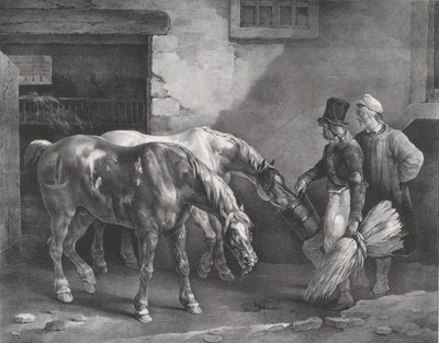 在马厩门口的两匹驿马，1822年。 作者 西奥多·杰里科（Theodore Gericault）