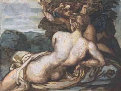景观中的维纳斯和丘比特，根据Annibale Carracci的作品，1816-17。 作者 西奥多·杰里科（Theodore Gericault）