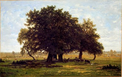 一组橡树，阿普雷蒙特（布面油画） 作者 Pierre Etienne Theodore Rousseau
