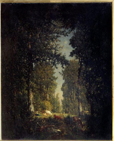 一条大道，亚当岛森林。 西奥多·卢梭 (1812-1867) 的绘画 作者 皮埃尔·艾蒂安·西奥多·卢梭