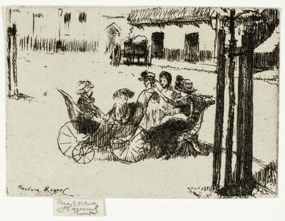 切尔西河堤上的小女孩和手推车 作者 Theodore Roussel